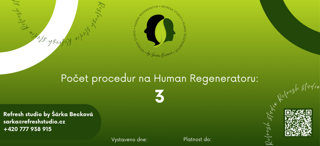 Refresh Studio voucher — ukázka poukazu na 3 procedury Human Regenerator